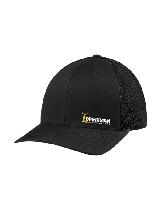 Richardson Adjustable Snapback Original 112 Trucker Cap Black w/Black Mesh w/Brinkman Construction Logo