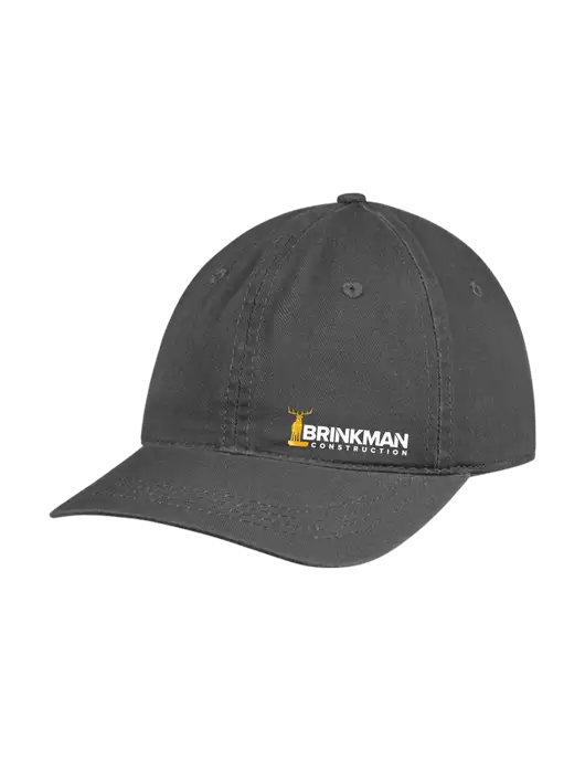Garment Washed Unstructured Twill Charcoal Cap w/Brinkman Construction Logo