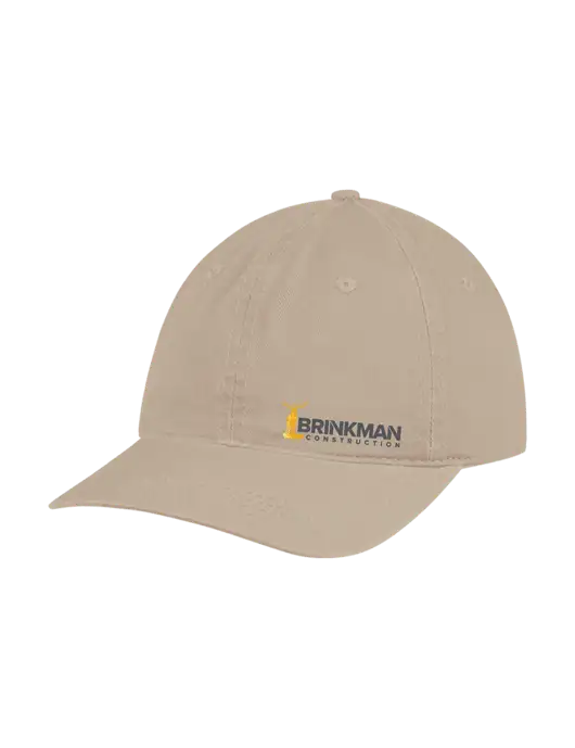 Garment Washed Unstructured Twill Tan Cap w/Brinkman Construction Logo