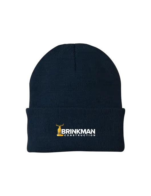 Navy Knit Cap w/Brinkman Construction Logo