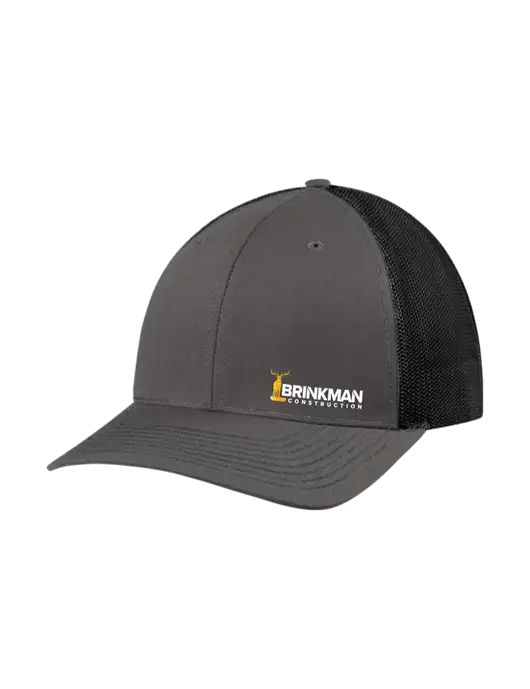 Richardson Adjustable Snapback Original 112 Trucker Cap Dark Grey w/Black Mesh w/Brinkman Construction Logo