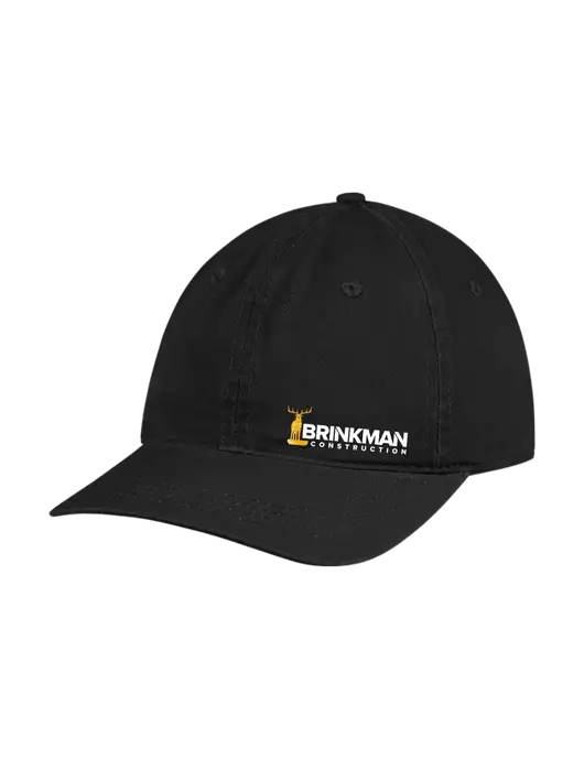 Garment Washed Unstructured Twill Black Cap w/Brinkman Construction Logo