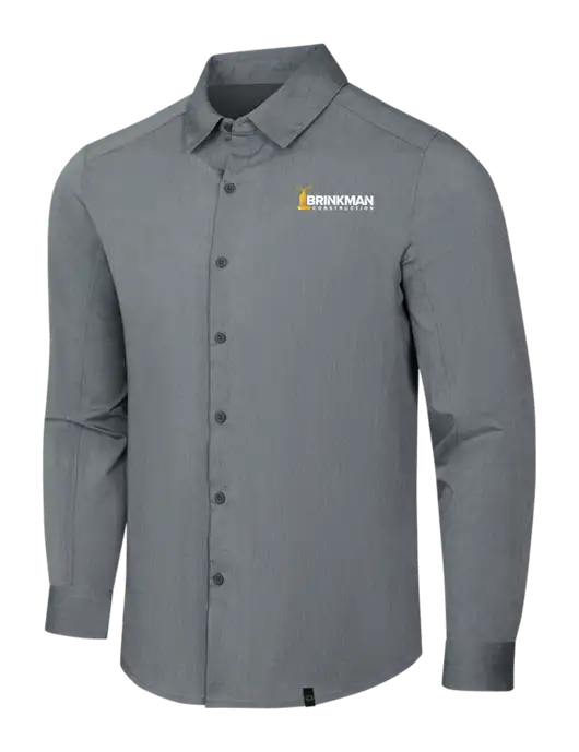 OGIO Medium Grey Heather Commuter Woven Shirt w/Brinkman Construction Logo