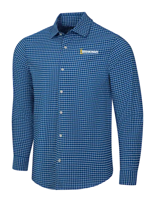 Navy/White City Stretch Shirt w/Brinkman Construction Logo