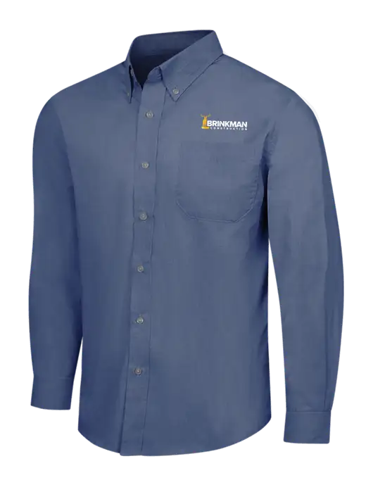 Light Navy Crosshatch Easy Care Shirt w/Brinkman Construction Logo