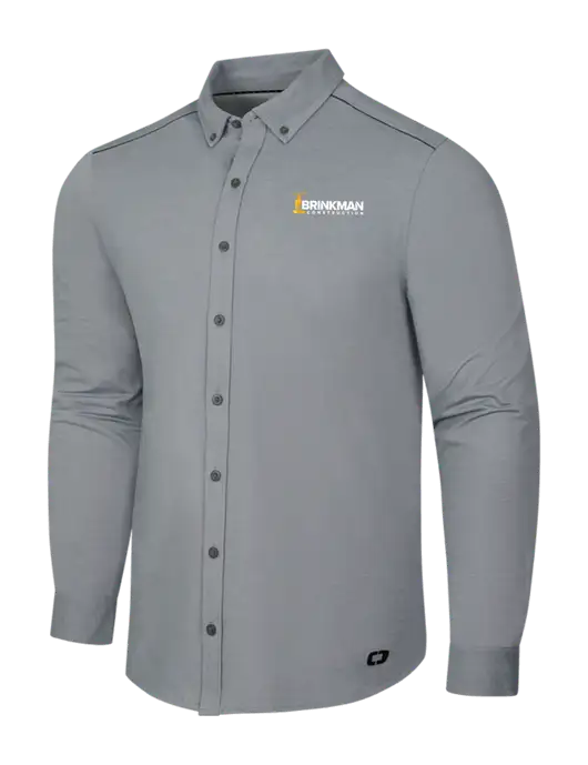 OGIO Medium Grey Heather Modern Code Stretch Button-Up Shirt w/Brinkman Construction Logo