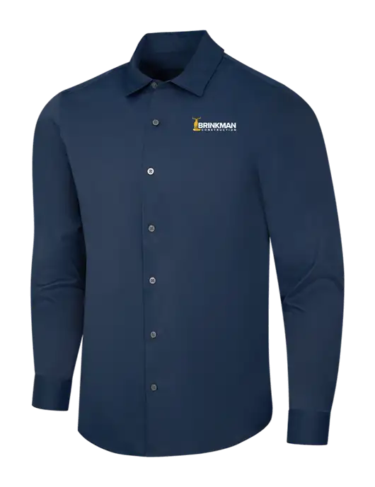 Navy City Stretch Shirt w/Brinkman Construction Logo