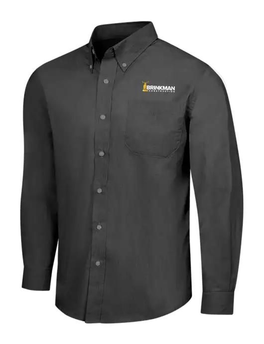 Soft Black Crosshatch Easy Care Shirt w/Brinkman Construction Logo