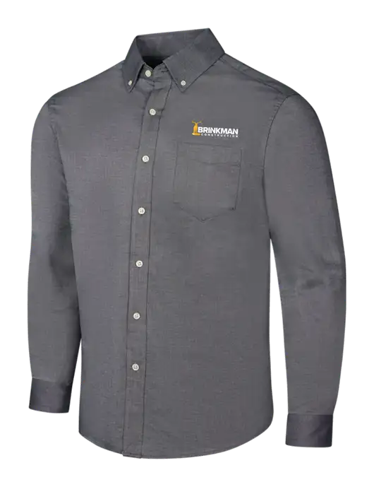 Dark Grey SuperPro Oxford Shirt w/Brinkman Construction Logo