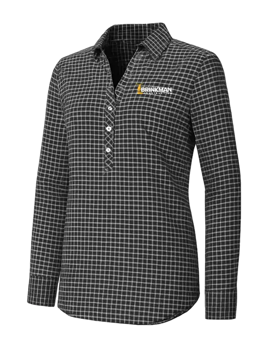 Womens Dark Grey/White City Stretch Shirt w/Brinkman Construction Logo