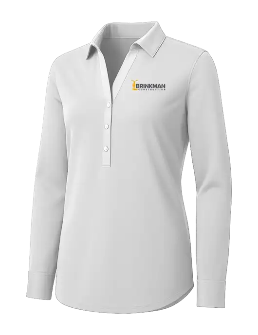 Womens White City Stretch Shirt w/Brinkman Construction Logo