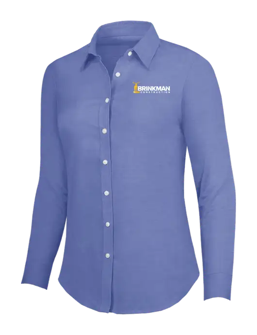 Navy Womens SuperPro Oxford Shirt w/Brinkman Construction Logo