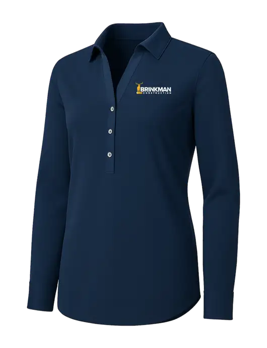 Womens Navy City Stretch Shirt w/Brinkman Construction Logo