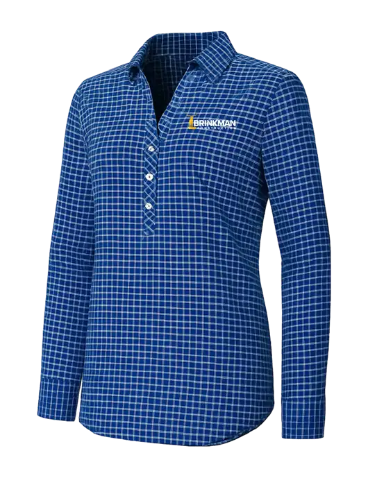 Womens Navy/White City Stretch Shirt w/Brinkman Construction Logo