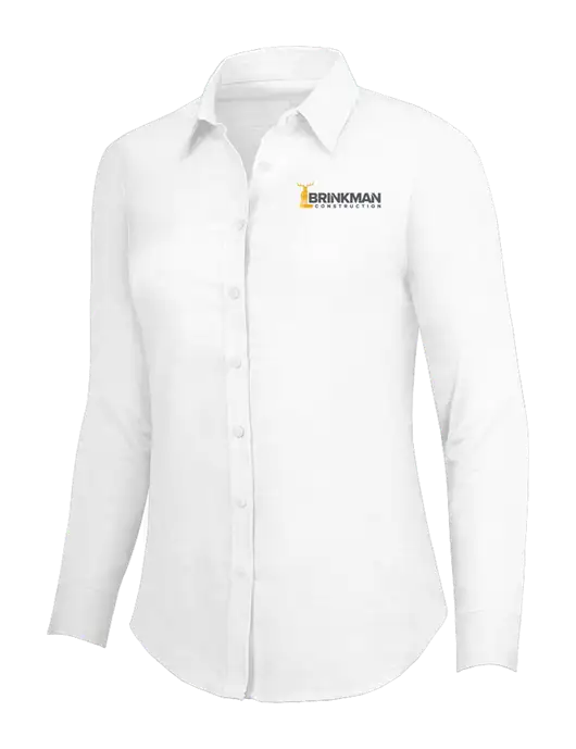 White Womens SuperPro Oxford Shirt w/Brinkman Construction Logo
