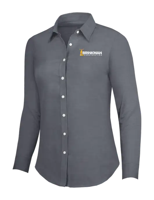 Dark Grey Womens SuperPro Oxford Shirt w/Brinkman Construction Logo