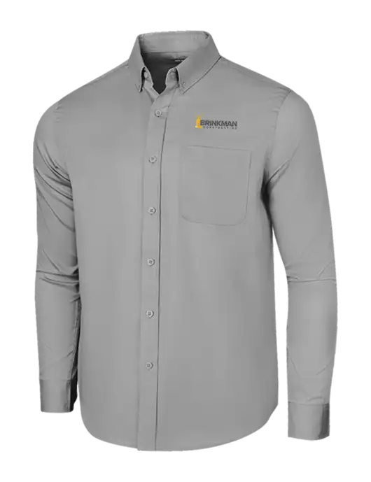 Long Sleeve Light Grey Superpro React Twill Shirt w/Brinkman Construction Logo