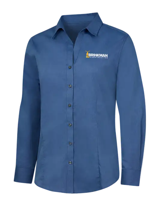 Light Navy Womens Crosshatch Easy Care Shirt w/Brinkman Construction Logo