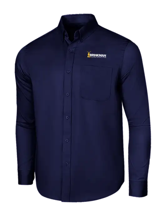 Long Sleeve Navy Superpro React Twill Shirt w/Brinkman Construction Logo