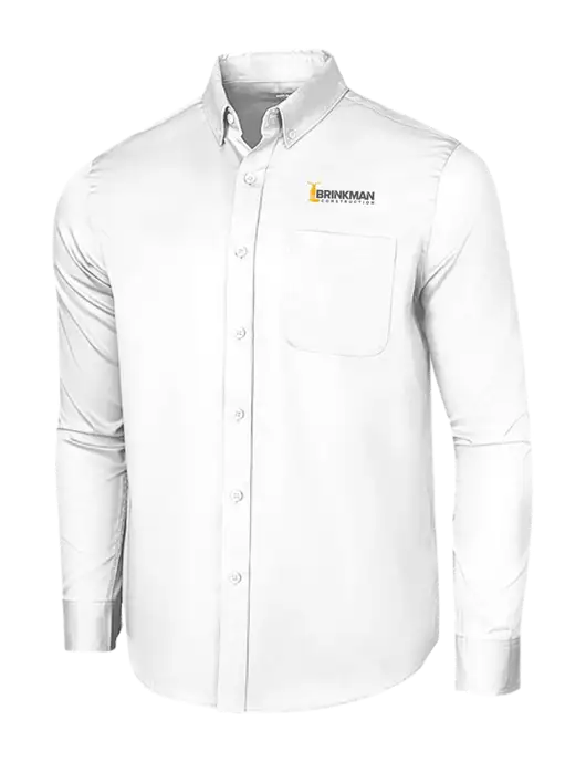 Long Sleeve White Superpro React Twill Shirt w/Brinkman Construction Logo