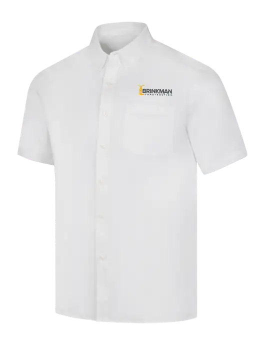 Short Sleeve White Superpro React Twill Shirt w/Brinkman Construction Logo