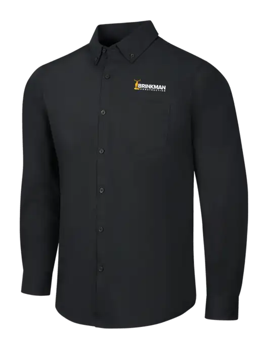 Black Long Sleeve Carefree Poplin Shirt w/Brinkman Construction Logo