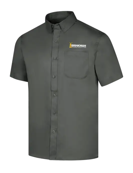 Short Sleeve Dark Grey Superpro React Twill Shirt w/Brinkman Construction Logo