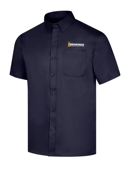 Short Sleeve Navy Superpro React Twill Shirt w/Brinkman Construction Logo