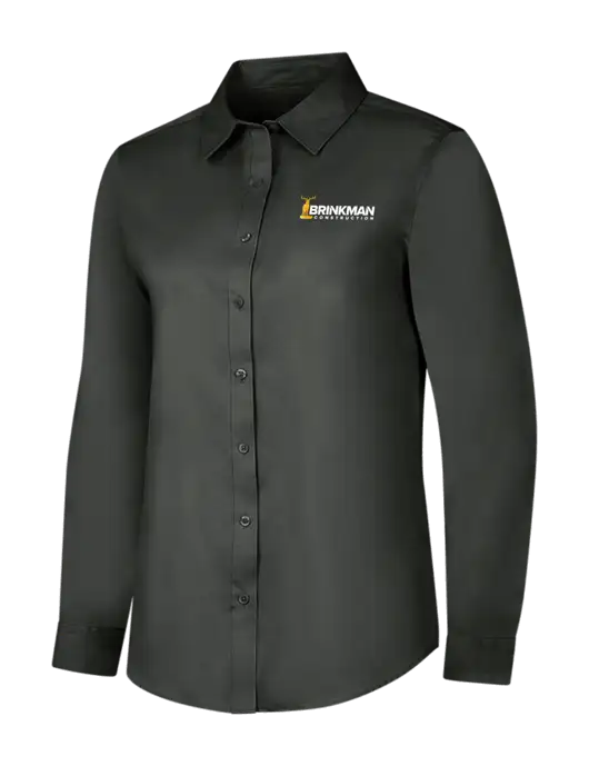 Dark Grey Womens Long Sleeve Superpro React Twill Shirt w/Brinkman Construction Logo