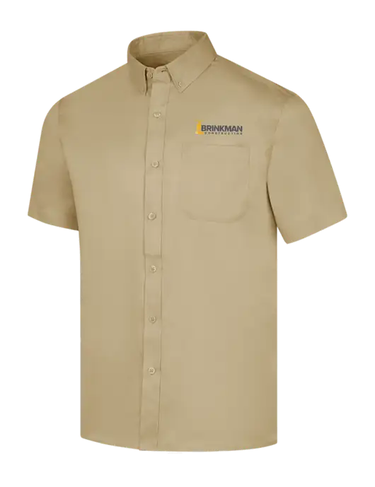 Short Sleeve Dark Tan Superpro React Twill Shirt w/Brinkman Construction Logo