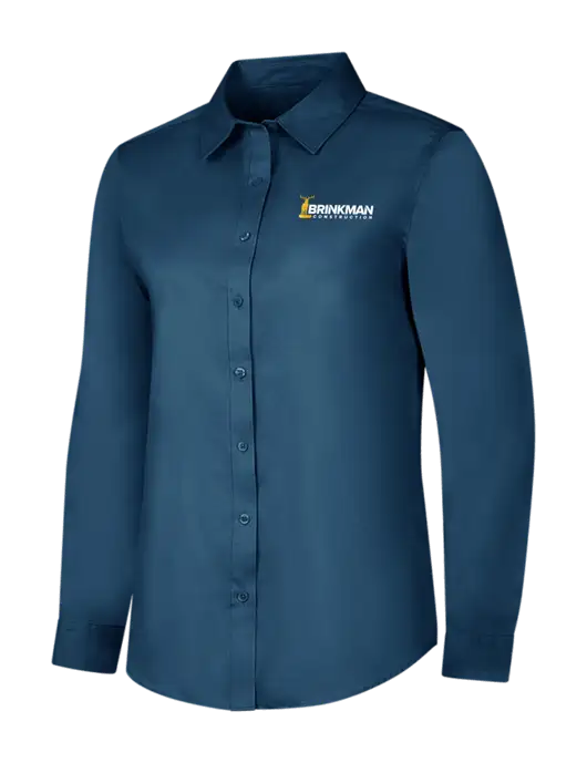 Light Navy Womens Long Sleeve Superpro React Twill Shirt w/Brinkman Construction Logo