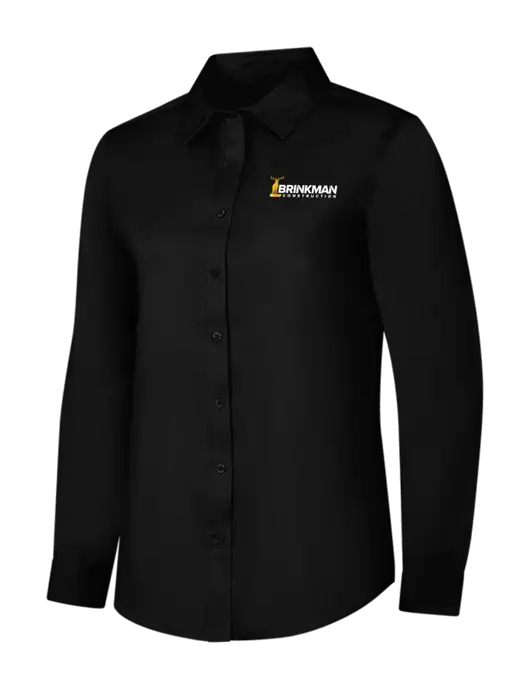 Womens Black Long Sleeve Superpro React Twill Shirt w/Brinkman Construction Logo