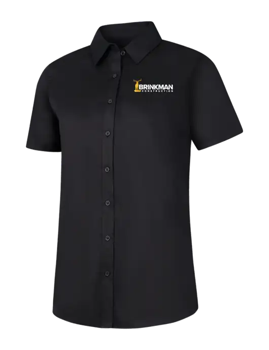 Womens Black Short Sleeve Superpro React Twill Shirt w/Brinkman Construction Logo