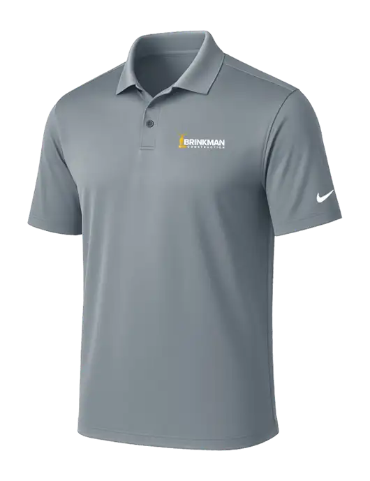 NIKE Medium Grey Victory Solid Polo w/Brinkman Construction Logo