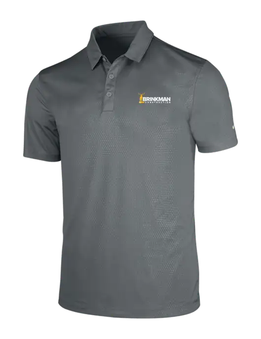 NIKE Medium Grey Dri-Fit Embossed Tri-Blade Polo w/Brinkman Construction Logo