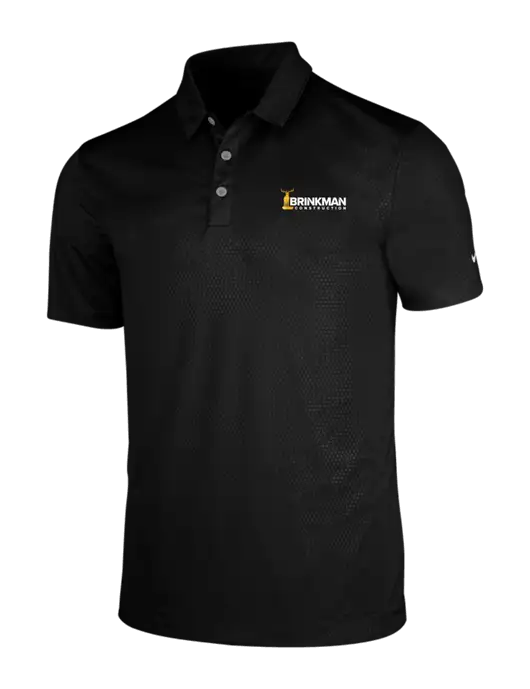 NIKE Black Dri-Fit Embossed Tri-Blade Polo w/Brinkman Construction Logo