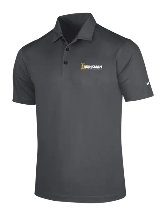 NIKE Dark Grey Dri-Fit Vertical Mesh Polo w/Brinkman Construction Logo