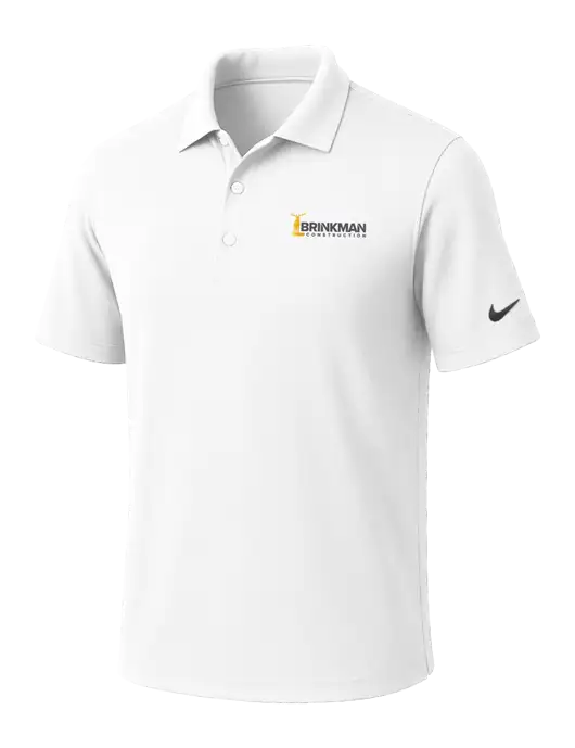 NIKE White Dri-Fit Micro Pique Polo w/Brinkman Construction Logo