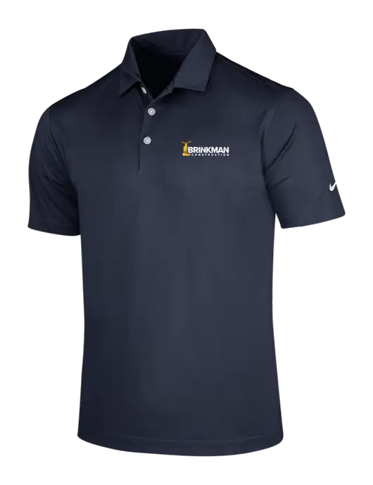NIKE Dark Navy Dri-Fit Vertical Mesh Polo w/Brinkman Construction Logo