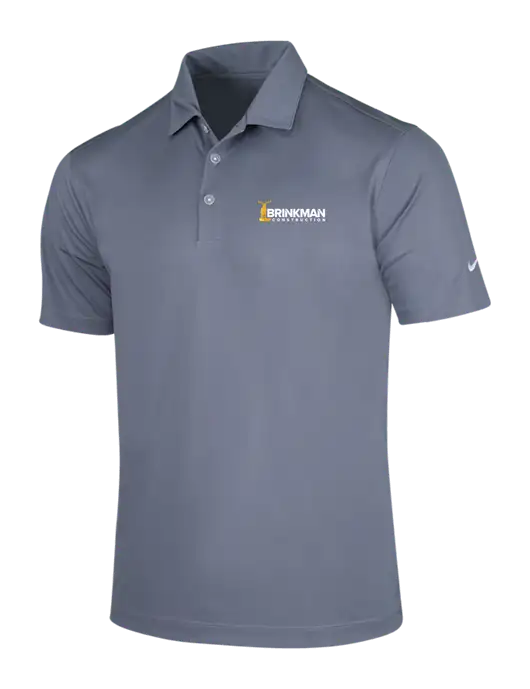 NIKE Medium Grey Dri-Fit Vertical Mesh Polo w/Brinkman Construction Logo