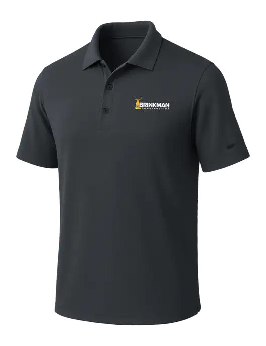 NIKE Dark Grey Dri-Fit Micro Pique Polo w/Brinkman Construction Logo
