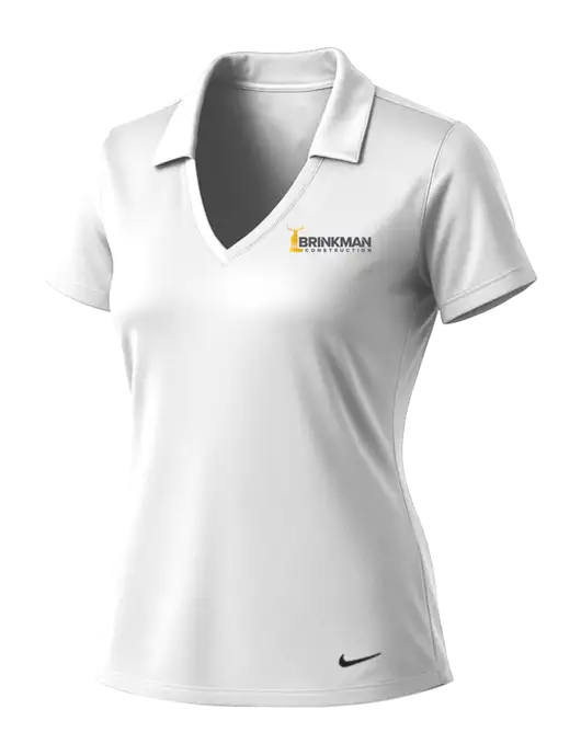 NIKE White Womens Dri-Fit Vertical Mesh Polo w/Brinkman Construction Logo