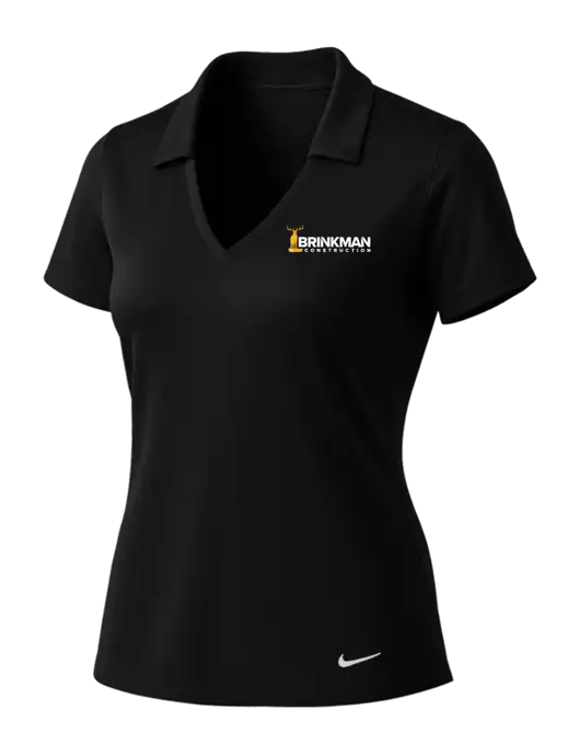 NIKE Black Womens Dri-Fit Vertical Mesh Polo w/Brinkman Construction Logo
