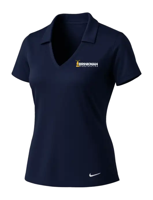 NIKE Dark Navy Womens Dri-Fit Vertical Mesh Polo w/Brinkman Construction Logo