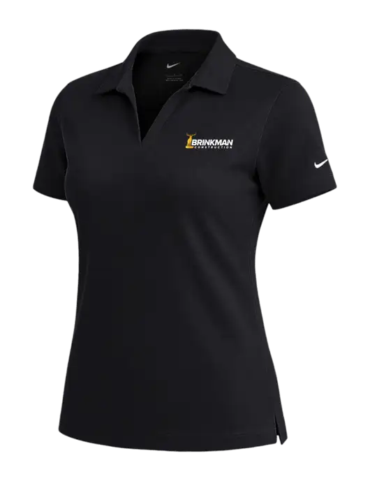 NIKE Black Womens Dri-Fit Micro Pique Polo w/Brinkman Construction Logo
