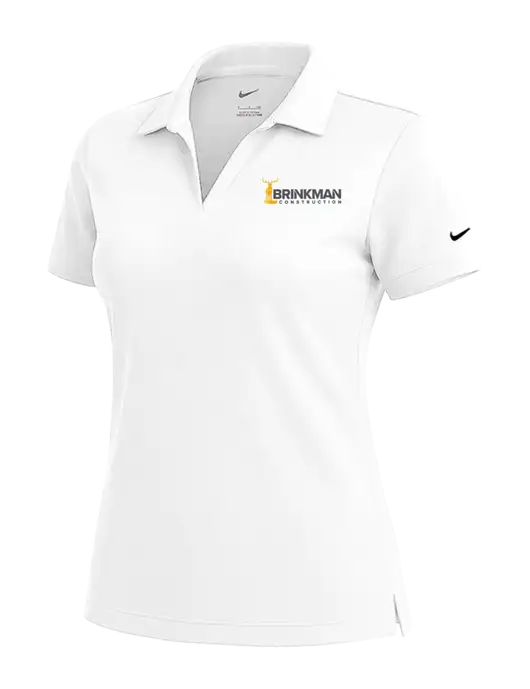 NIKE White Womens Dri-Fit Micro Pique Polo w/Brinkman Construction Logo