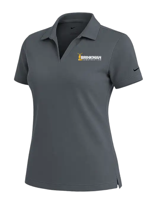 NIKE Dark Grey Womens Dri-Fit Micro Pique Polo w/Brinkman Construction Logo