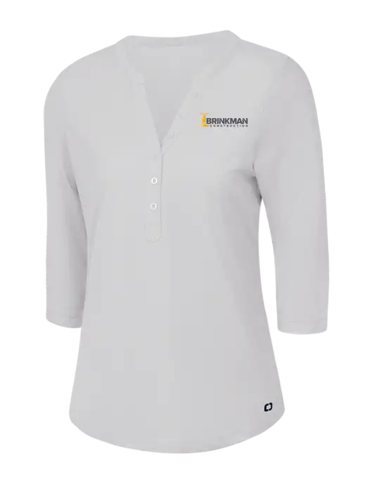 OGIO Bright White Jewel Henley w/Brinkman Construction Logo