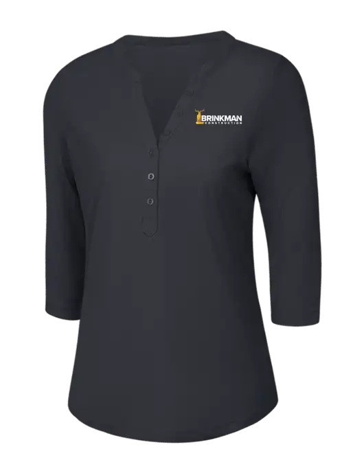 OGIO Charcoal Grey Jewel Henley w/Brinkman Construction Logo
