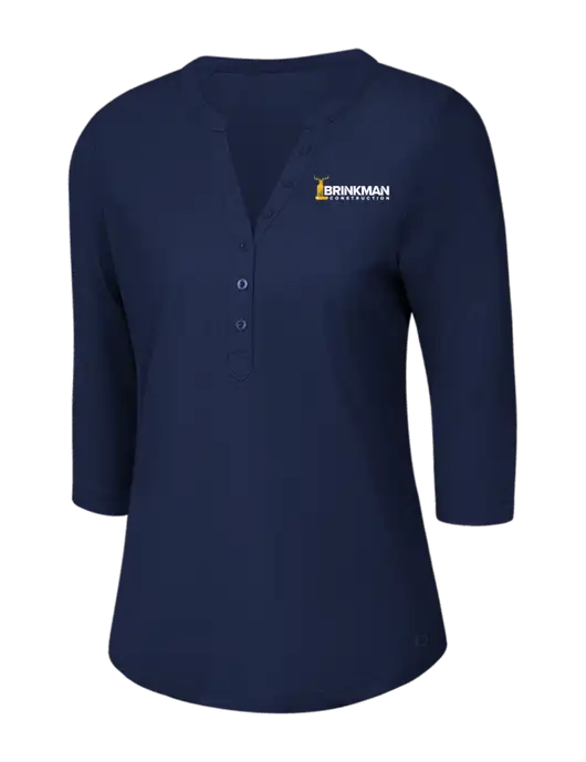 OGIO Navy Jewel Henley w/Brinkman Construction Logo